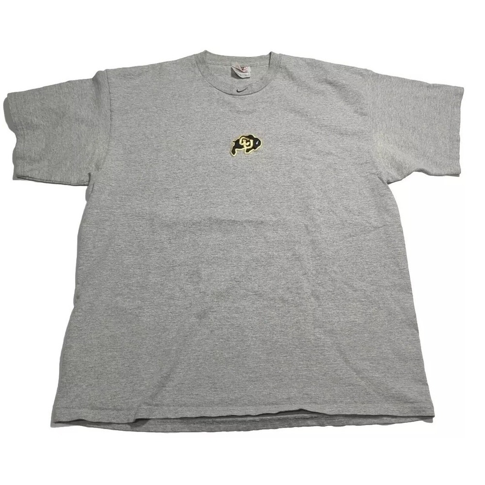 Nike Collar Swoosh Colorado Buffaloes T-shirt Made in USA Men's XL Grey Rare